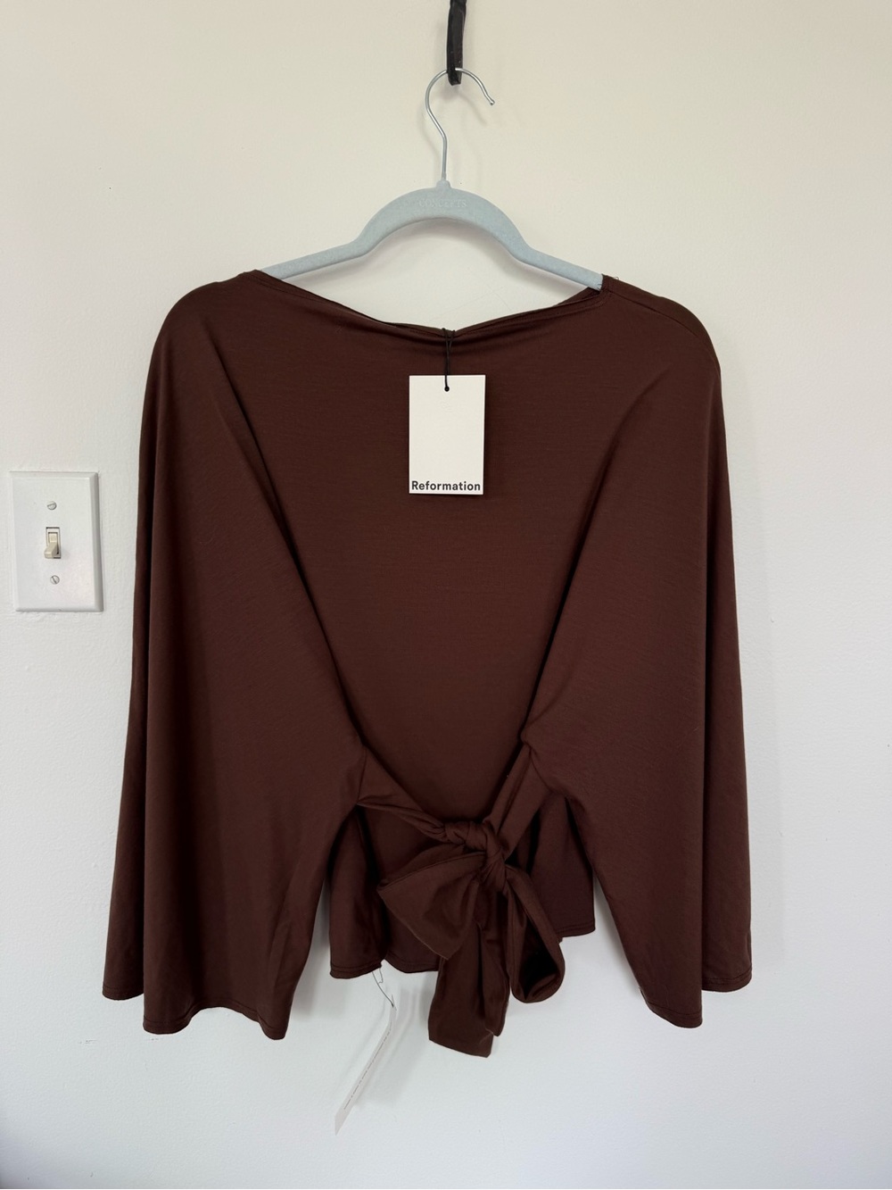 Reformation Avery Long Sleeve Knit Top Brown - Size S